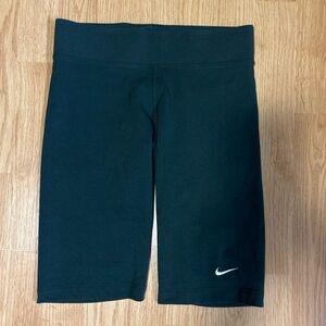 Nike Dark Green Bike Shorts with White Swoosh